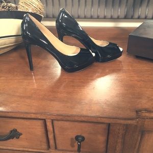 Shoes, black patent platforms